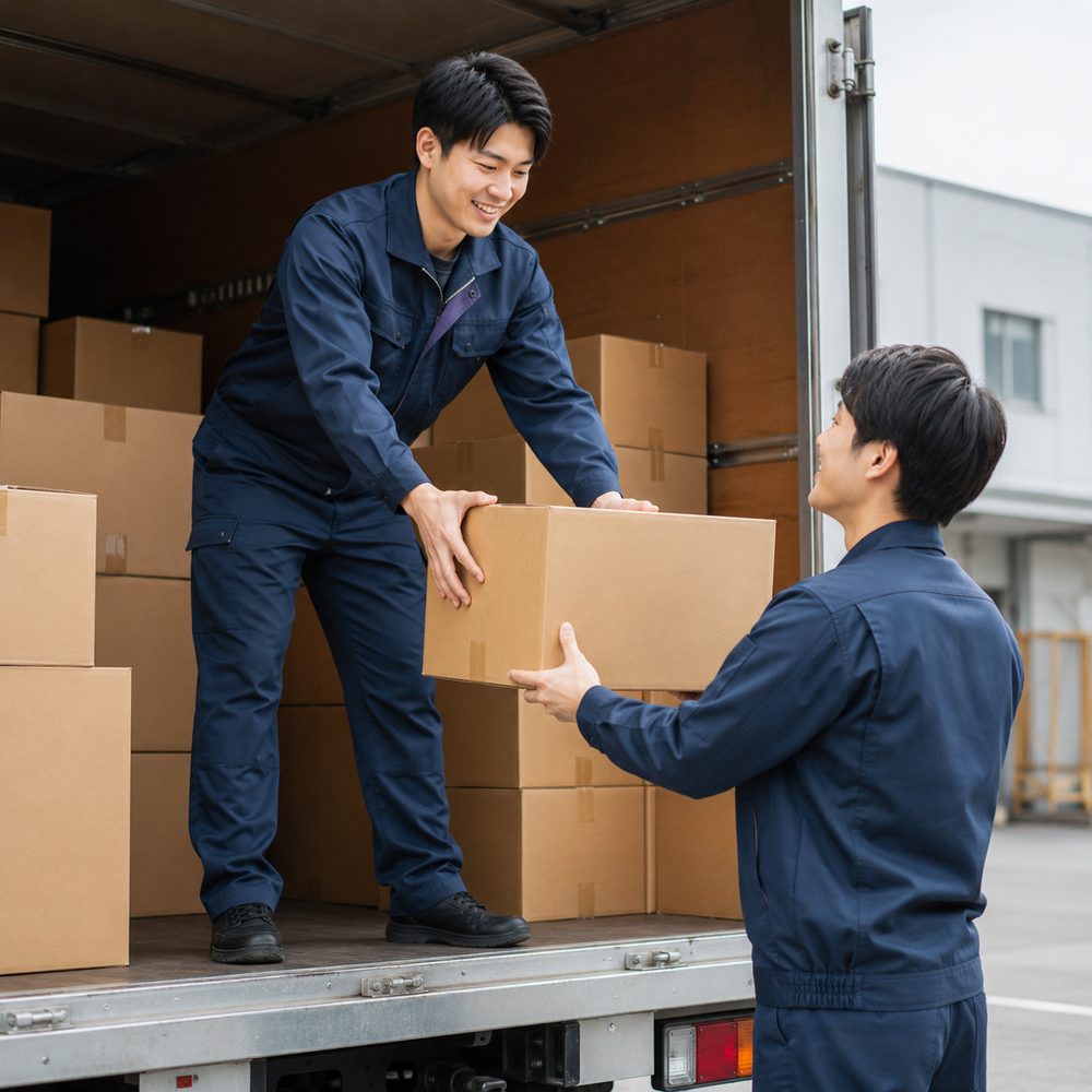 荷台からの手渡し